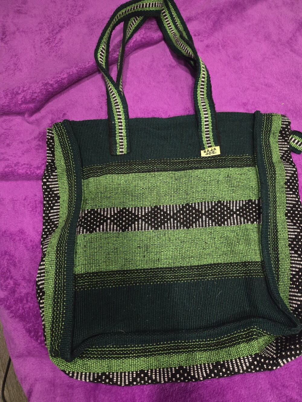 Green Striped Boho Tote Bag - Baja Joe Nwot Purchased From Ocnj Boardwalk